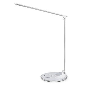 WorkPro LED USB Desk Lamp with Wireless Charger, 16-1/2"H, White/Silver