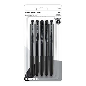 uni-ball Spectrum Retractable Gel Pens, Medium Point, 0.7 mm, Black Barrel, Black Ink, Pack Of 5 pens