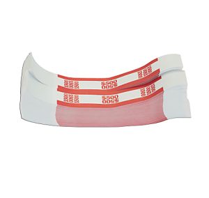 Currency Straps, Red, 500, Pack Of 1,000