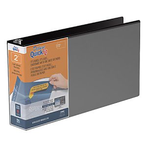 QuickFit Legal Landscape Overlay 3-Ring Binder, 2" Round Rings, 50% Recycled, Black