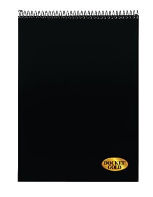TOPS Docket Gold Wirebound Writing Pad, 8 1/2" x 11", Legal Ruled, 70 Sheets, White