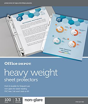 Office Depot Brand Heavyweight Sheet Protectors, 8-1/2" x 11", Non-Glare, Pack Of 100