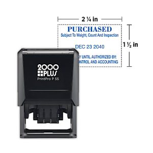 Custom 2000 Plus PrintPro Self-Inking Date Stamp, Economy, 55D/Rectangle, 1-1/2" x 2-1/4", 70% Recycled, 1- Or 2-Color