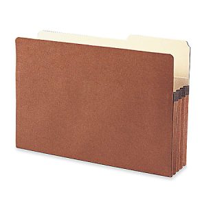 Smead 2/5-Cut Top-Tab File Pockets, Legal Size, 3 1/2" Expansion, 30% Recycled, Redrope, Box Of 25