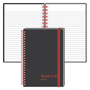Black n' Red Wirebound Notebook, 3 5/8" x 5 7/8", 1 Subject, Wide Ruled, 70 Sheets, Black/Red