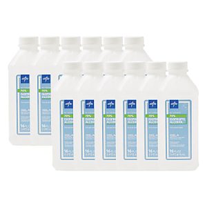Medline 70% Isopropyl Rubbing Alcohol, 16 Oz, Pack Of 12
