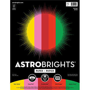 Astrobrights Color Multi-Use Printer & Copier Paper, Letter Size (8 1/2" x 11"), Ream Of 500 Sheets, 24 Lb, Vintage Assortment