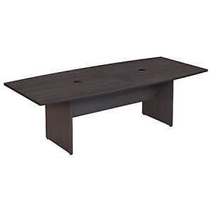 Bush Business Furniture 96"W x 42"D Boat Shaped Conference Table with Wood Base, Storm Gray, Standard Delivery