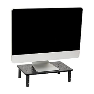 Mind Reader Metal Ventilated Monitor Stand with Adjustable Height, 5-1/2"H x 9-1/4"W x 14-1/2"D, Black