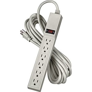 Fellowes 6-Outlet Power Strip, 15' Cord, Platinum