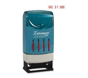 Xstamper VersaDater Small Type Date Stamp - Message/Date Stamp - "FAXED, PAID, RECEIVED" - 0.87" Impression Width x 0.12" Impression Length - Red - Recycled - 1 Each