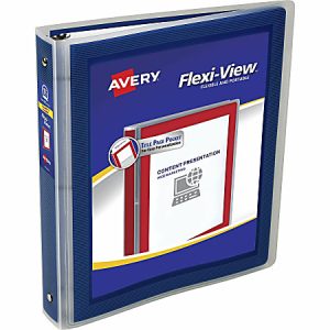 Avery Flexi-View 3-Ring Binder, 1 1/2" Round Rings, Navy