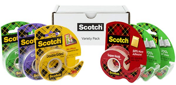 Scotch Variety Tape Pack, 6 Pack, Assorted Tapes Include Magic Tape, Double-Sided Tape, Gift-Wrap Tape and Super-Hold Tape