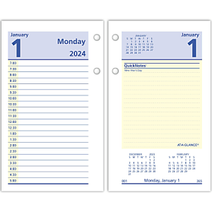 2024 AT-A-GLANCE QuickNotes Daily Loose-Leaf Desk Calendar Refill, 3-1/2" x 6", January To December 2024, E51750