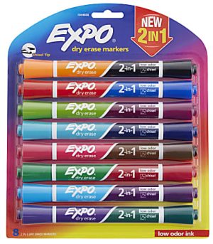 EXPO 2-in-1 Double-Sided Dry Erase Markers, Pack Of 8