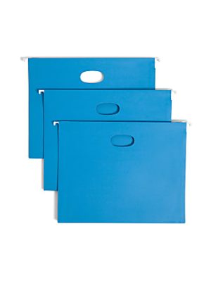 Smead Hanging File Pocket With Tab, 3" Expansion, 1/5-Cut Adjustable Tab, Letter Size, Sky Blue, Box of 25