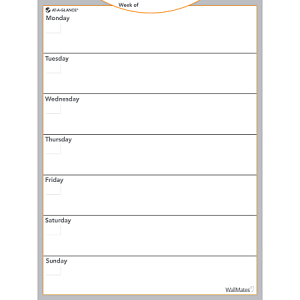 AT-A-GLANCE WallMates Non-Magnetic Dry-Erase Whiteboard Calendar Surface, 24" x 18", Weekly Undated