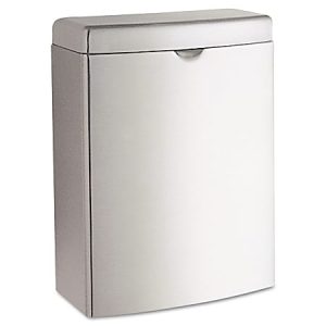 Bobrick Contura Surface-Mount Stainless-Steel Sanitary Napkin Receptacle, 1 Gallon, 10"H x 7 1/2"W x 3 13/16"D, Stainless Steel