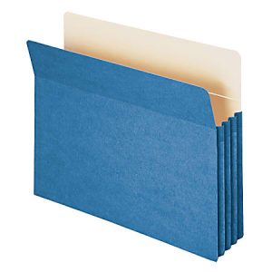 Smead Color File Pockets, 3 1/2" Expansion, 9 1/2" x 11 3/4", Blue, Pack Of 25