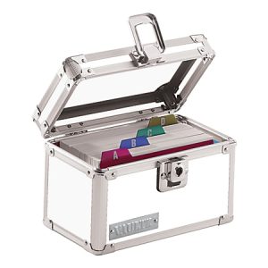 Vaultz Locking Index Card Box, 3" x 5", Assorted Crocodile Colors (No Color Choice)