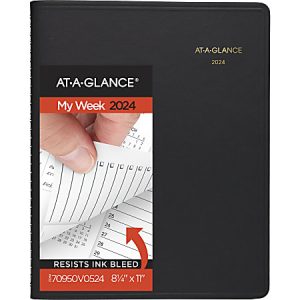 2024 AT-A-GLANCE Triple View Weekly/Monthly Appointment Book, 8-1/4" x 11", Black, January To December 2024, 70950V05