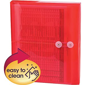 Smead Poly Envelopes With String-Tie Closure, 1 1/4" Expansion, Letter Size, Red, Pack Of 5 Envelopes