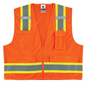 Ergodyne GloWear Safety Vest, 2-Tone Surveyors, Type-R Class 2, XX-Large/3X, Orange, 8248Z