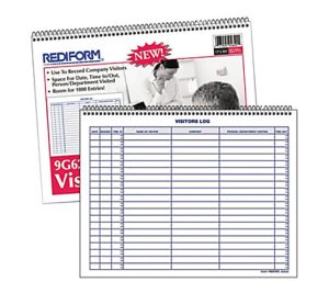 Rediform Visitor's Log Book, Letter Size (8 1/2" x 11"), 50 Sheets, 50% Recycled, Blue