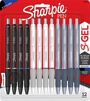 Sharpie® S-Gel Fashion Barrel Gel Pens, Medium Point, 0.7 mm, Assorted Barrel, Assorted Ink, Pack Of 12 Pens
