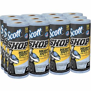 Scott Heavy Duty Shop Towels - 11" x 10.40" - 60 Sheets/Roll - Blue - Hydroknit - 12 / Carton