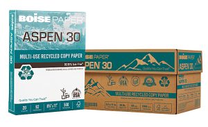 Boise® ASPEN® 30 Multi-Use Printer & Copier Paper, Letter Size (8 1/2" x 11"), Ream Of 500 Sheets, 92 (U.S.) Brightness, 20 Lb, 30% Recycled, FSC® Certified, White