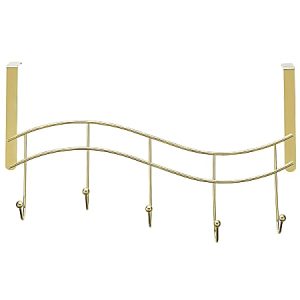 Better Houseware Brass Over-Door Hook Rack, 8"H x 15"W x 4"D, Gold