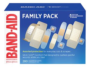 Band-aid Bandages, Adhesive, Assorted, Box Of 280 Bandages
