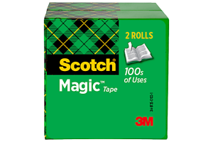 Scotch Magic Invisible Tape, 3/4" x 2592", Clear, Pack of 2 rolls