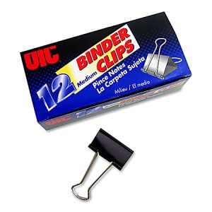 OIC Binder Clips, Medium, 1 1/4", Black, Box Of 12
