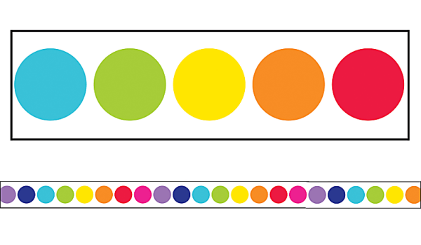 Schoolgirl Style Straight Bulletin Board Borders, Twinkle Twinkle You're A STAR! Rainbow Big Dots, 3" x 36", Preschool - Grade 8, Pack Of 12 Borders