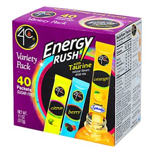 4C Energy Rush Sugar Free Drink Mix Variety Pack, 11 Oz, Case Of 40 Packets