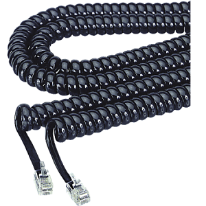 Softalk Coiled Phone Cord, 12', Black, SOF48102