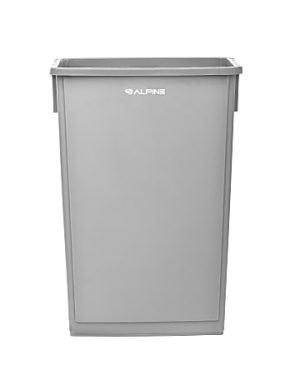Alpine Rectangular Polypropylene Slim Trash Can, 23 Gallons, Gray