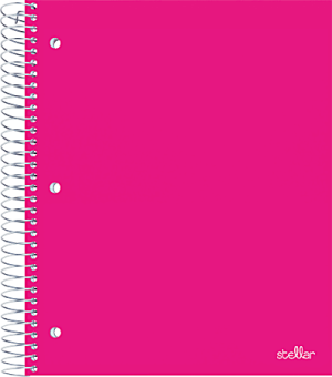Office Depot® Brand Stellar Poly Notebook, 8-1/2" x 11", 3 Subject, College Ruled, 150 Sheets, Pink