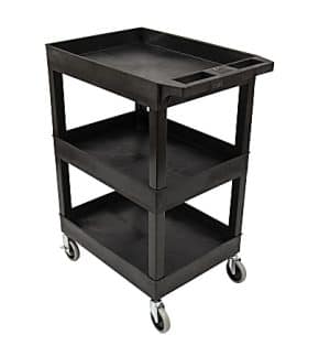Luxor Plastic Tub Cart, 36 1/4"H x 24"W x 18"D, Black