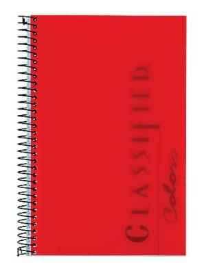 TOPS® Classified® Colors Business Notebook, 5 1/2" x 8 1/2", 1 Subject, Narrow Ruled, 100 Sheets, Ruby Red Cover