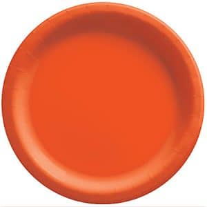 Amscan Round Paper Plates, Orange Peel, 10, 50 Plates Per Pack, Case Of 2 Packs