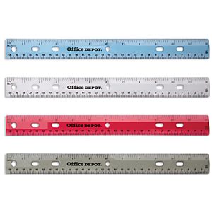 Office Depot® Brand Transparent Plastic Ruler For Binders, 12", Assorted Colors (No Color Choice)