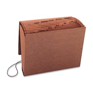 Sparco® Heavy-Duty Jan-Dec Accordion File, 12 Pocket, 8 1/2" x 11", Letter, 30 % Recycled, Brown, Pack of 1