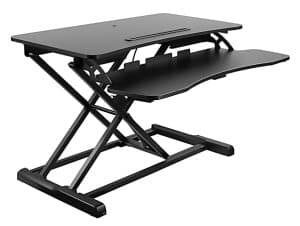 Mount-It! MI-7953 Adjustable Standing Desk Riser With Keyboard Tray, 20-13/16"H x 34-5/8"W x 7"D, Black