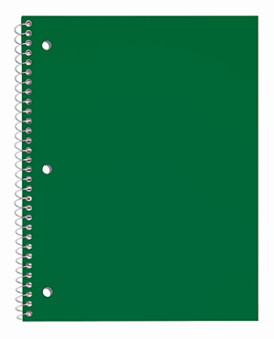 Just Basics Poly Spiral Notebook, 8" x 10-1/2", 1 Subject, Wide Ruled, 70 Sheets, Green