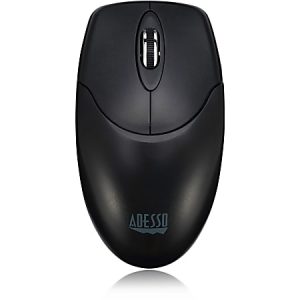 Adesso Antimicrobial Wireless Desktop Mouse - Optical - Wireless - Radio Frequency - 2.40 GHz - Black - USB - 1200 dpi - Scroll Wheel - 3 Button(s) - Symmetrical