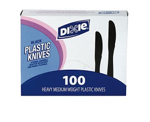 Dixie Medium-Weight Utensils, Knives, Black, Box Of 100