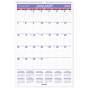 2024 AT-A-GLANCE Erasable Monthly Wall Calendar, 15-1/2" x 22-3/4", January to December 2024, PMLM0328